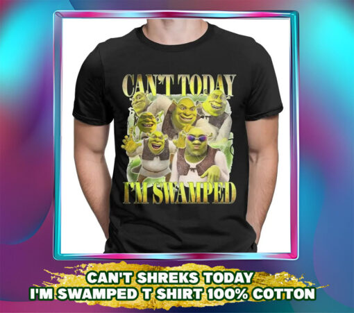 Can't Today I'm Swamped T-Shirt: Shrek's Men Vintage Cotton Tee