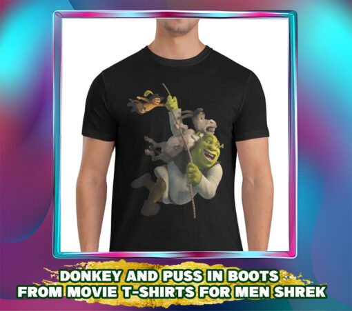 Donkey And Puss In Boots T-Shirts: Men's Vintage Cotton Tee