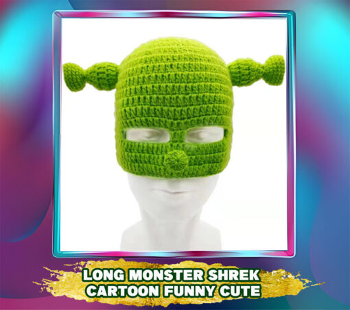 Long Monster Shrek Knitted Hat: Cute Woolen Winter Beanie