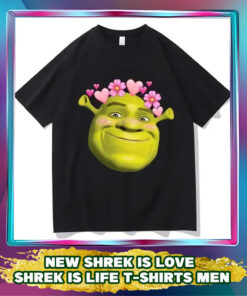 New Shrek Is Love Shrek Is Life T-shirts: Men's Y2K Manga Print Cotton Tee