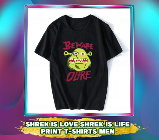 Beware Ogre Shreks Manga T-Shirts: Men's Shrek Is Love Crew Neck Tee