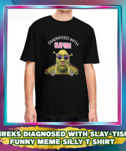 Shreks Diagnosed With Slay-tism Meme T Shirt: Men's Women’s Vintage Crewneck Tee